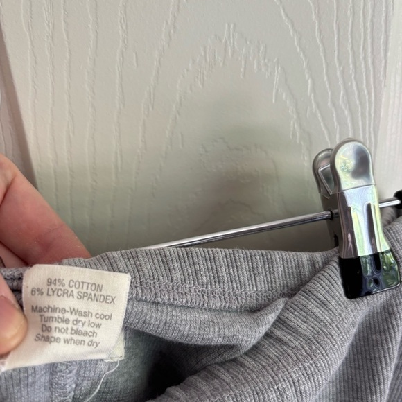 Green Cotton Sustainable Lounge Pants Medium Gray Ribbed Pull On Denmark Granola - Picture 3 of 8